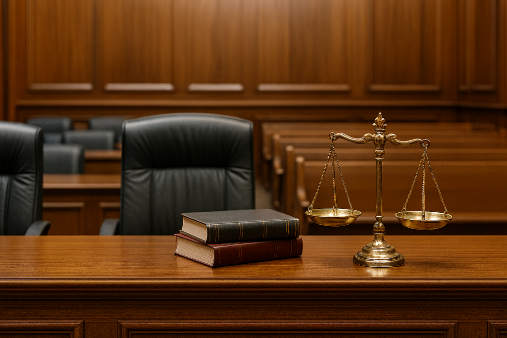 Gerichtssaal mit Waage