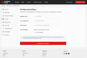 Online-Kündigung Vertrag mit Fitnessstudio