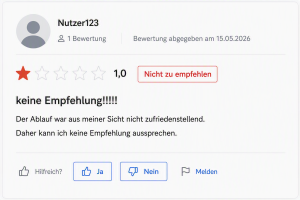 Ausschnitt aus einem Bewertungsportal